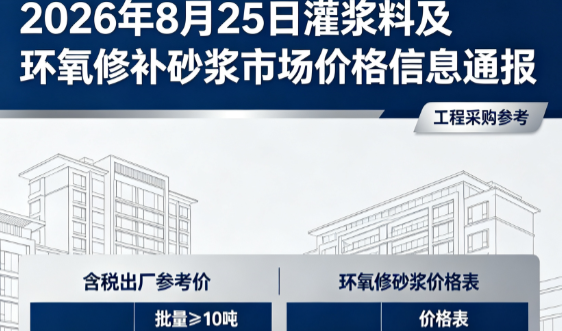 新绛2026年8月25日灌浆料及环氧修补砂浆市场价格信息通报
